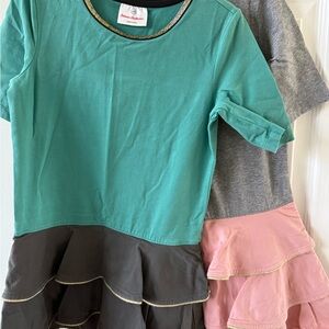 Hanna Andersson Green and Pink Layered Casual Dresses